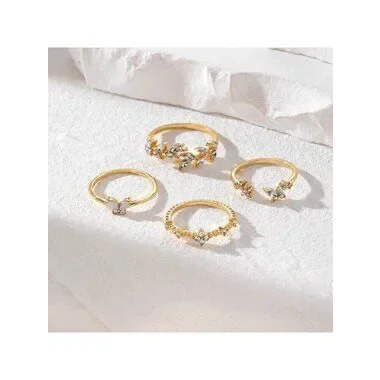 Gold 3pc Butterfly Leaf Ring Midi Set